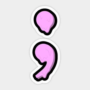 dripping/melting semicolon pastel pink Sticker